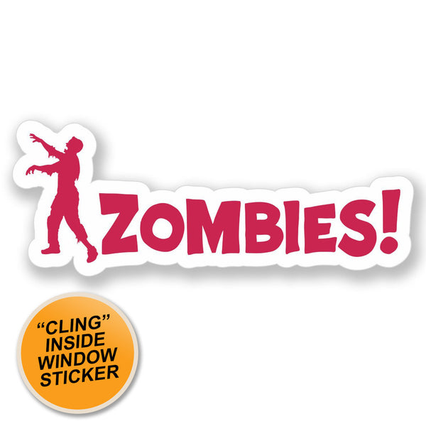 2 x Zombie Warning Sign Walking Dead WINDOW CLING STICKER Car Van Campervan Glass #4102 