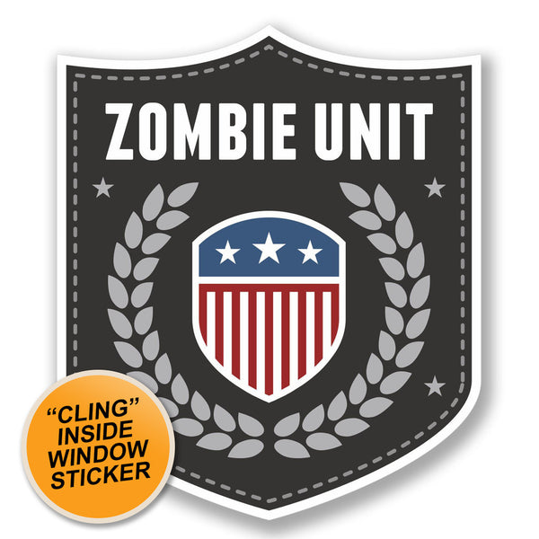 2 x Zombie Unit Badge WINDOW CLING STICKER Car Van Campervan Glass #4105 
