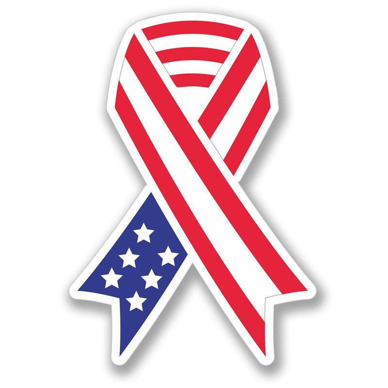 2 x USA Flag Ribbon Army War Memorial Vinyl Sticker