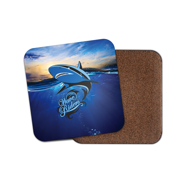 Wave Riders Surf Shark Cork Backed Drinks Coaster for Tea & Coffee #4126