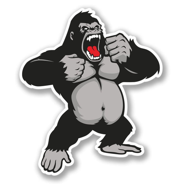2 x Angry Gorilla Luggage Vinyl Sticker #4136