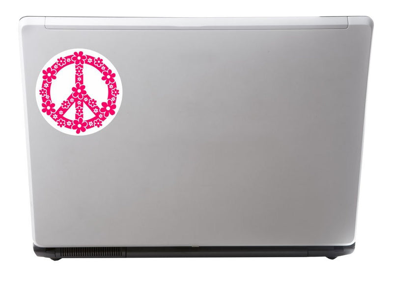 2 x Pink Flowery Peace Symbol Vinyl Sticker