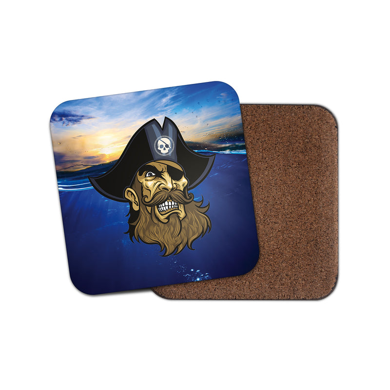 Bearded Pirate Jolly Roger Cork Backed Drinks Coaster for Tea & Coffee