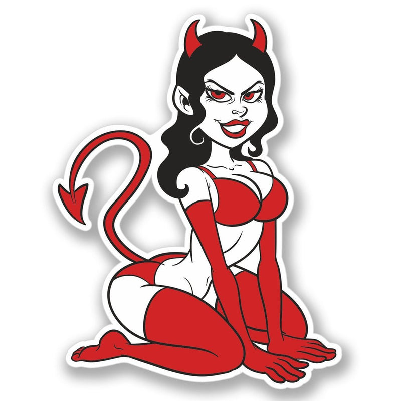 2 x Sexy Devil Girl Vinyl Sticker
