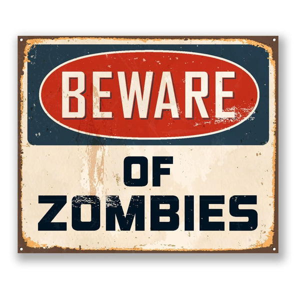 2 x Beware of Zombies Vinyl Sticker #4158