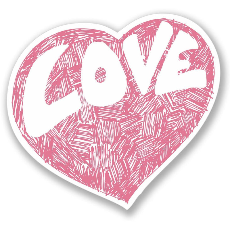 2 x Cute Love Heart Vinyl Sticker