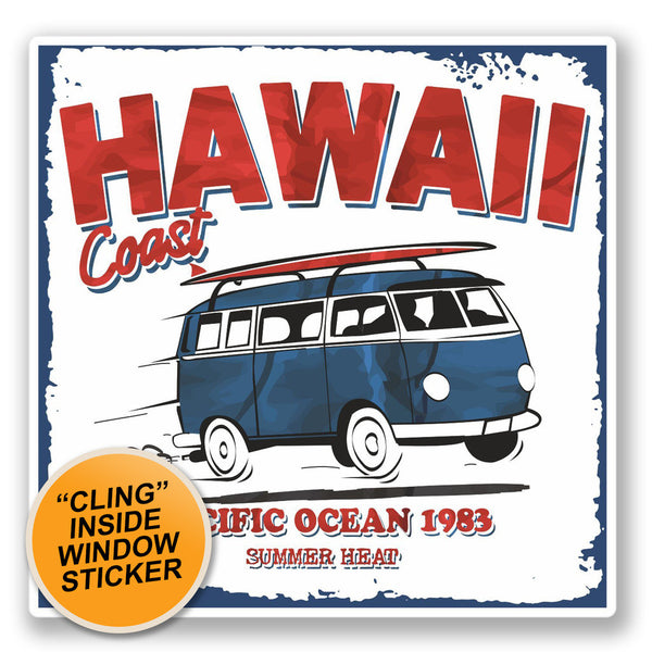 2 x Hawaii Camper Van WINDOW CLING STICKER Car Van Campervan Glass #4311 
