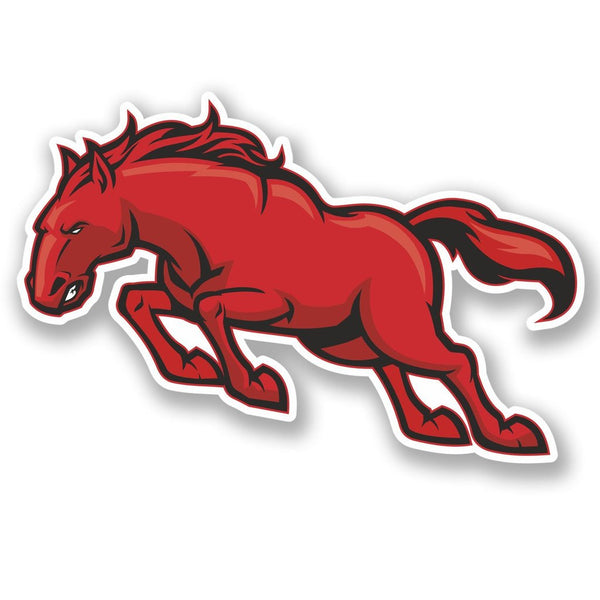 2 x Red Angry Horse Vinyl Sticker #4314