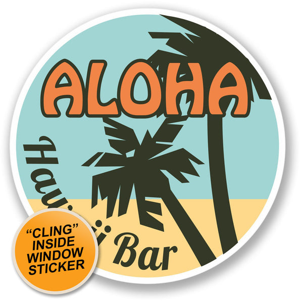 2 x Aloha Tiki WINDOW CLING STICKER Car Van Campervan Glass #4345 
