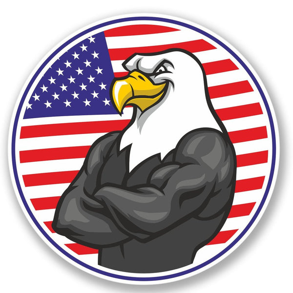 2 x USA Eagle Flag Vinyl Sticker #4389