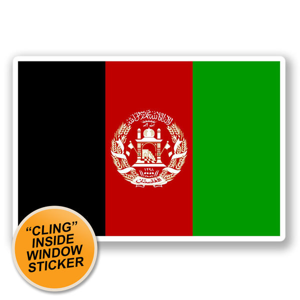 2 x Afghanistan Flag WINDOW CLING STICKER Car Van Campervan Glass #4400 