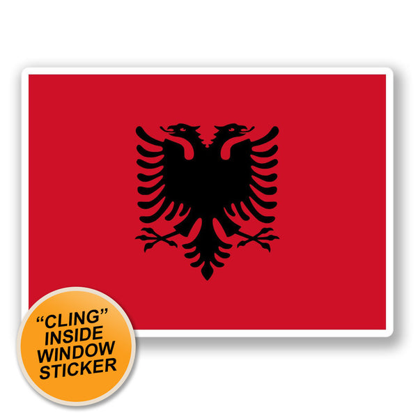 2 x Albania Flag WINDOW CLING STICKER Car Van Campervan Glass #4401 