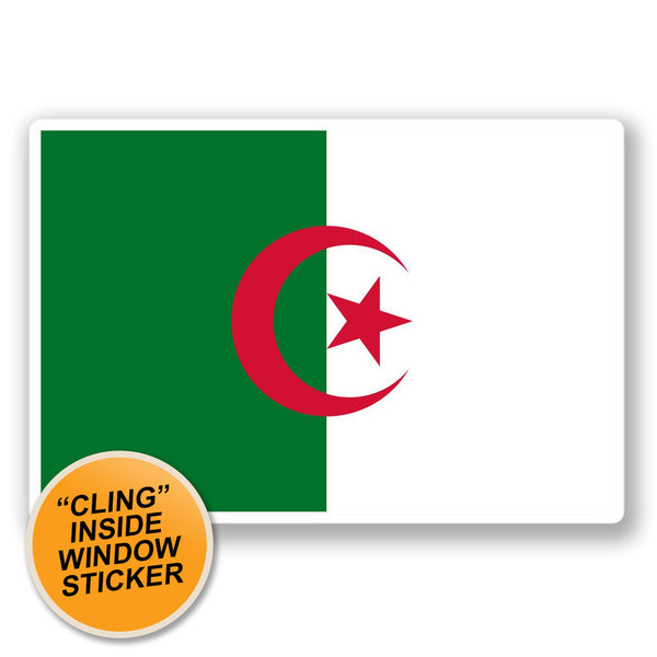 2 x Algeria Flag WINDOW CLING STICKER Car Van Campervan Glass #4402 