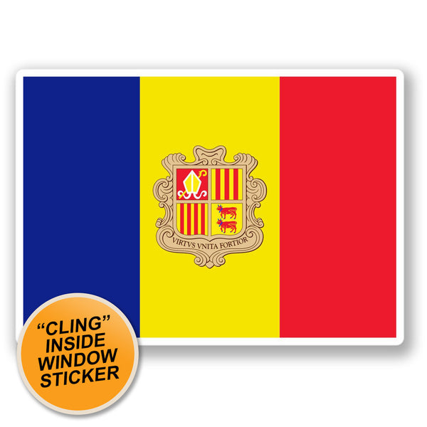 2 x Andorra Flag WINDOW CLING STICKER Car Van Campervan Glass #4403 
