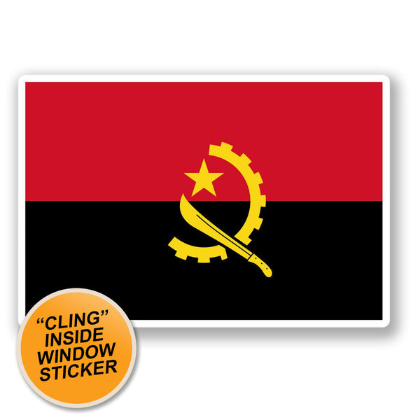 2 x Angola Flag WINDOW CLING STICKER Car Van Campervan Glass #4404 