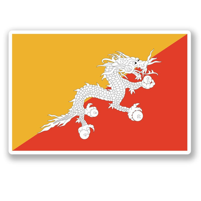 2 x Bhutan Flag Vinyl Sticker