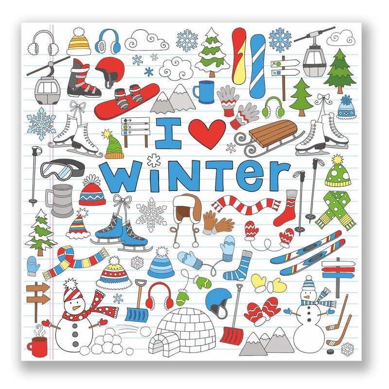 2 x I Love Winter Vinyl Sticker