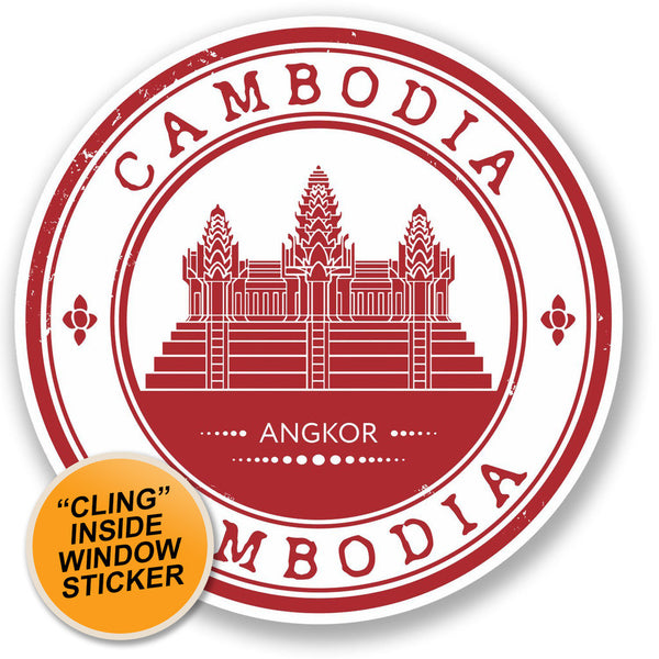 2 x Angkor Cambodia WINDOW CLING STICKER Car Van Campervan Glass #4515 