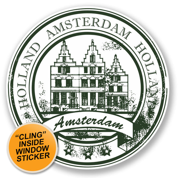 2 x Amsterdam Holland WINDOW CLING STICKER Car Van Campervan Glass #4528 