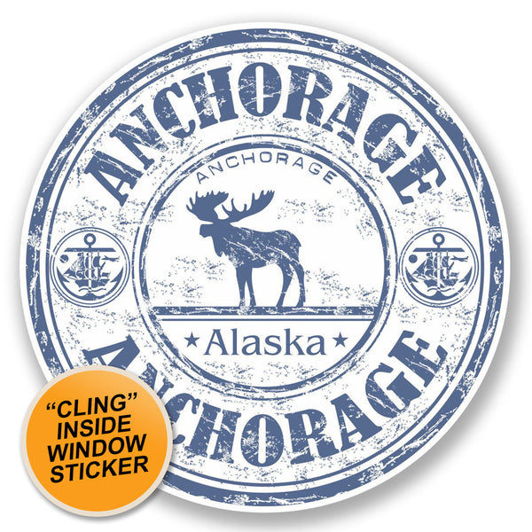 2 x Anchorage Alaska WINDOW CLING STICKER Car Van Campervan Glass #4544 