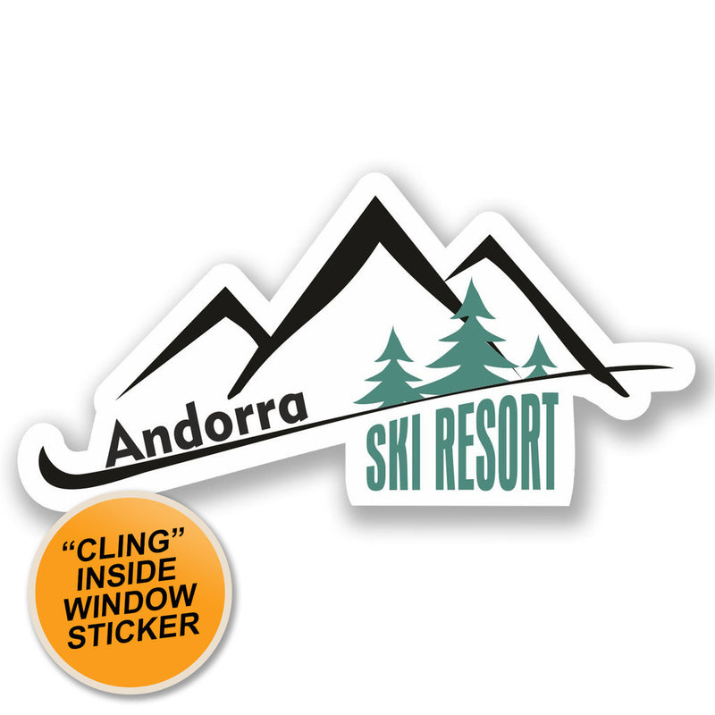 2 x Andorra Ski Resort WINDOW CLING STICKER Car Van Campervan Glass