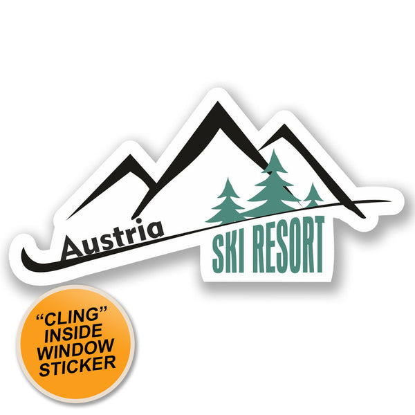 2 x Austria Ski Resort WINDOW CLING STICKER Car Van Campervan Glass #4660 
