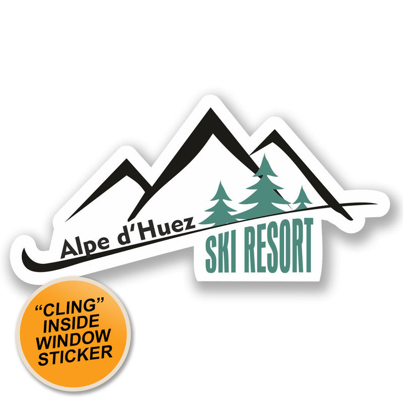 2 x Alpe d'Huez Ski Resort WINDOW CLING STICKER Car Van Campervan Glass