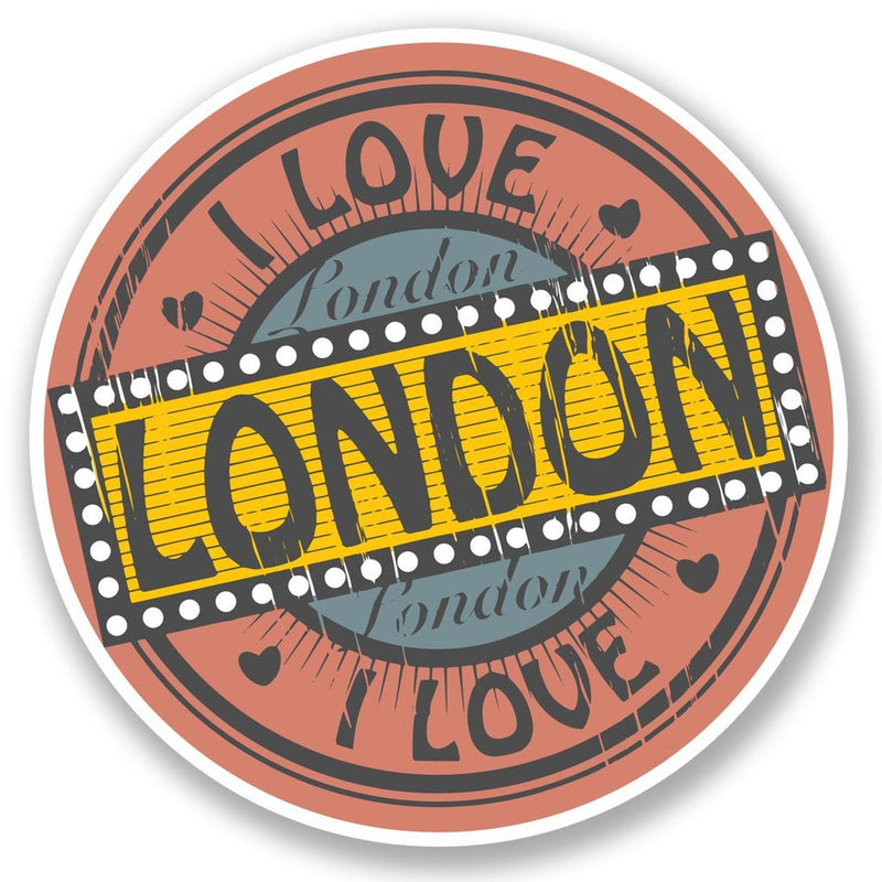 2 x I Love London Luggage Travel Vinyl Sticker iPad Sign Fun