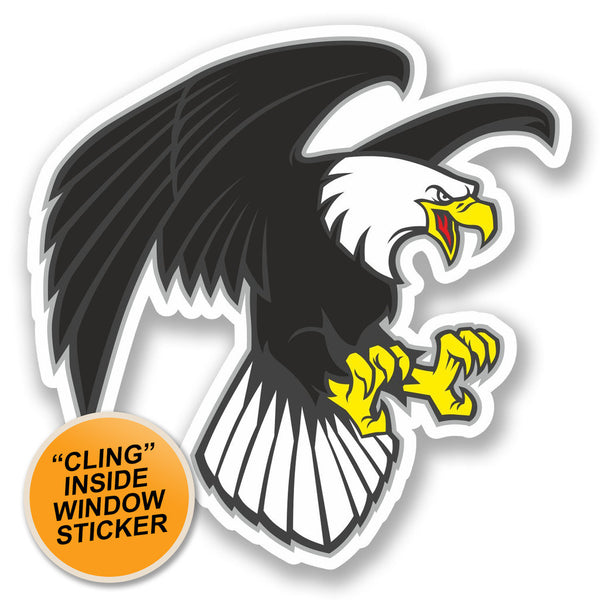 2 x Angry Eagle WINDOW CLING STICKER Car Van Campervan Glass #4710 