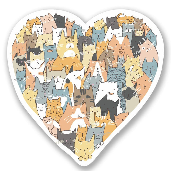 2 x Cat Love Heart Vinyl Sticker #4764