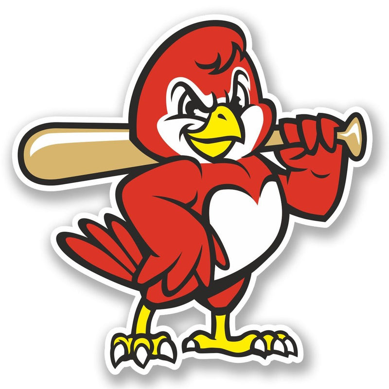 2 x Red Baseball Bird Vinyl Sticker