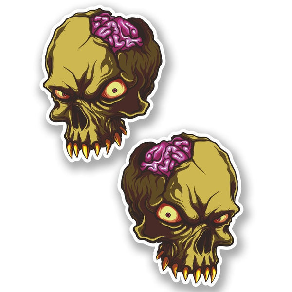 2 x Zombie Skull Vinyl Sticker #5019