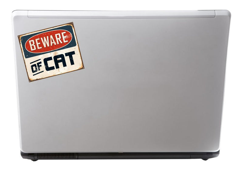 2 x Beware of Cat Vinyl Sticker