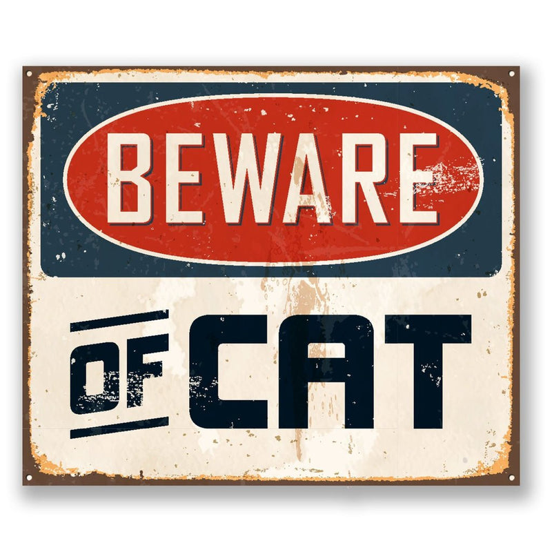 2 x Beware of Cat Vinyl Sticker