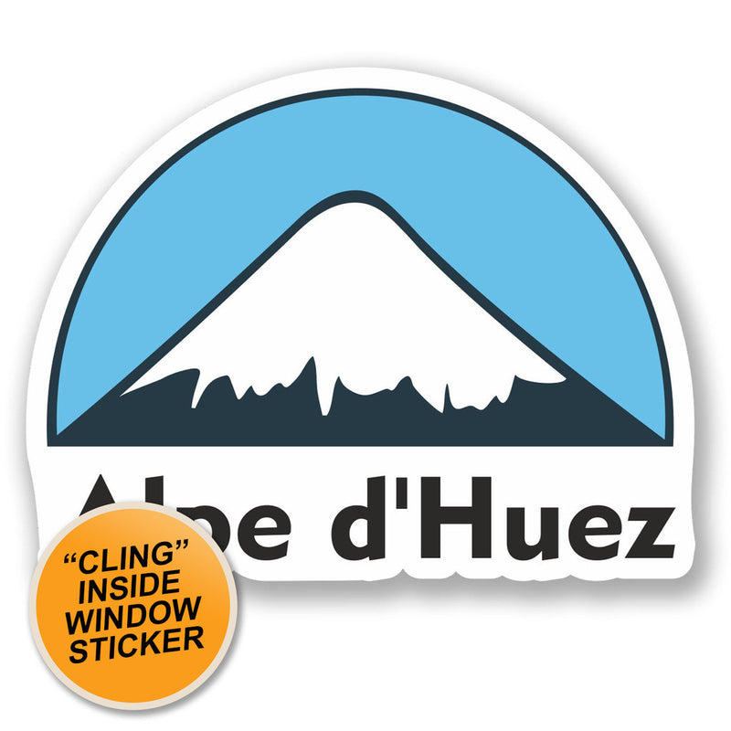 2 x Alpe d'Huez Snowboard WINDOW CLING STICKER Car Van Campervan Glass