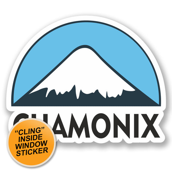 2 x Chamonix Ski Snowboard WINDOW CLING STICKER Car Van Campervan Glass #5130 