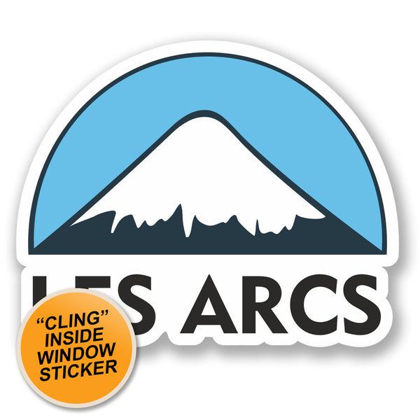 2 x Les Arcs Ski Snowboard WINDOW CLING STICKER Car Van Campervan Glass #5133 