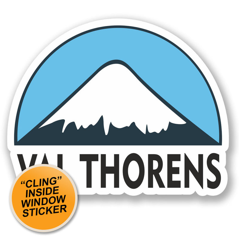 2 x Val Thorens Ski Snowboard WINDOW CLING STICKER Car Van Campervan Glass