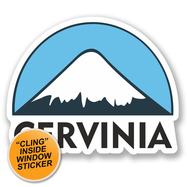 2 x Cervinia Ski Snowboard WINDOW CLING STICKER Car Van Campervan Glass #5144 