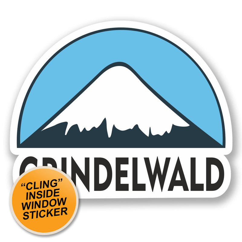 2 x Grindelwald Ski Snowboard WINDOW CLING STICKER Car Van Campervan Glass