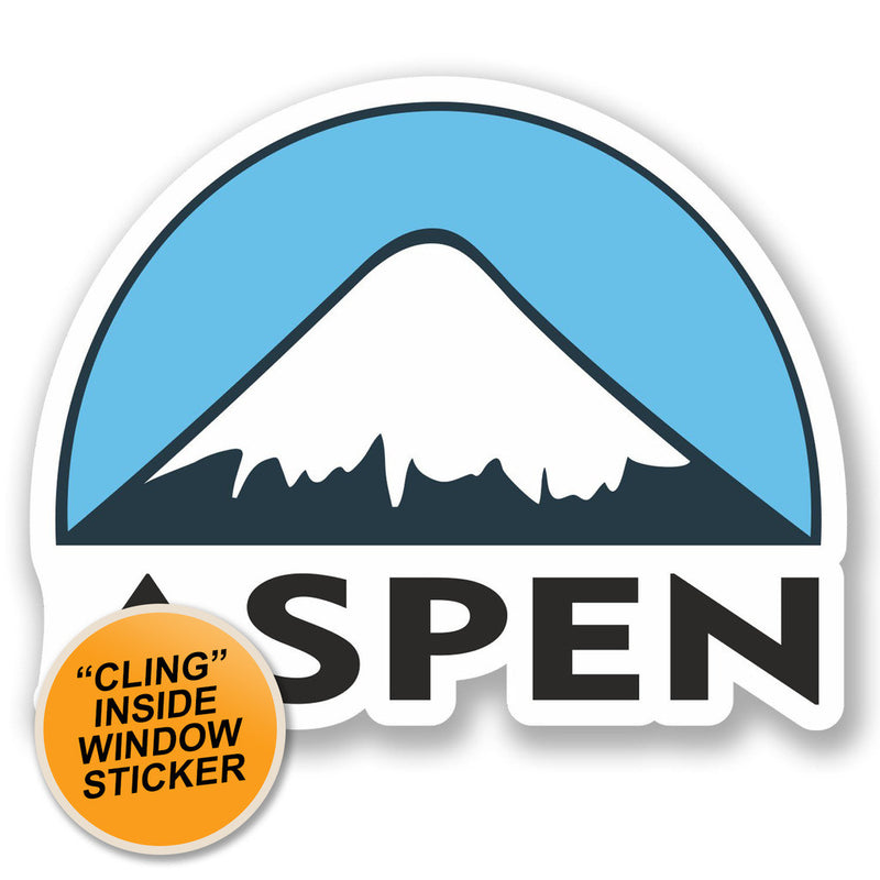 2 x Aspen USA Ski Snowboard WINDOW CLING STICKER Car Van Campervan Glass