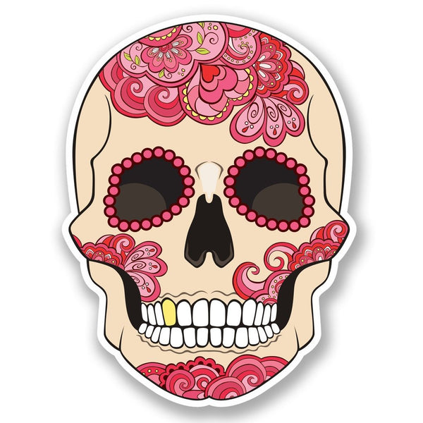 2 x Pink Sugar Skull Vinyl Sticker #5199