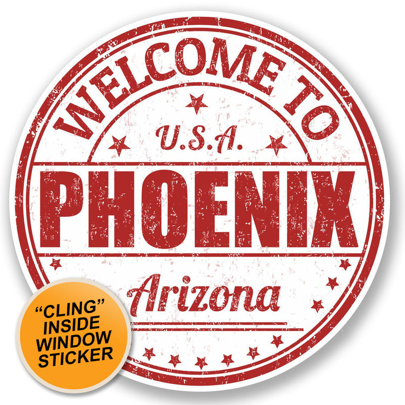 2 x Phoenix Arizona USA WINDOW CLING STICKER Car Van Campervan Glass