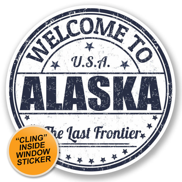 2 x Alaska USA WINDOW CLING STICKER Car Van Campervan Glass #5220 