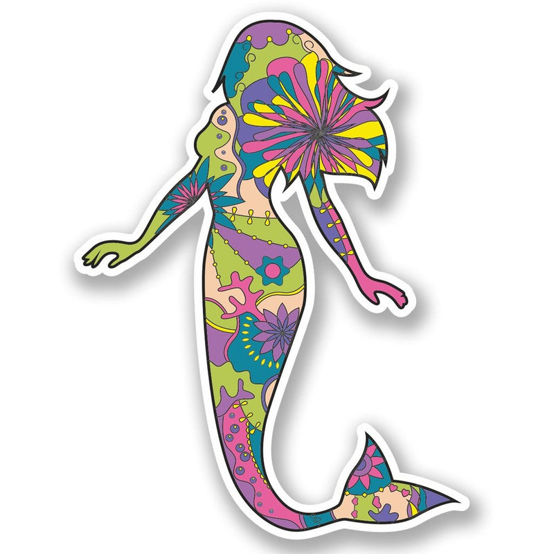 2 x Flowery Mermaid Vinyl Sticker