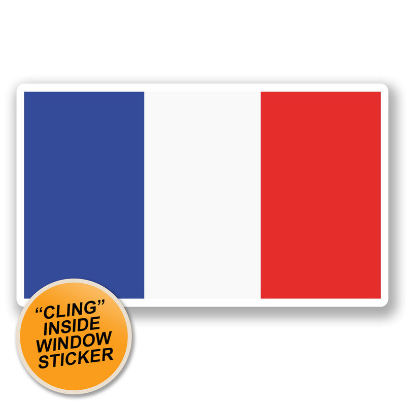 2 x French Flag WINDOW CLING STICKER Car Van Campervan Glass