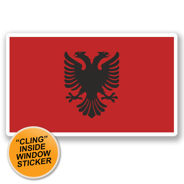 2 x Albania Flag WINDOW CLING STICKER Car Van Campervan Glass #5272 