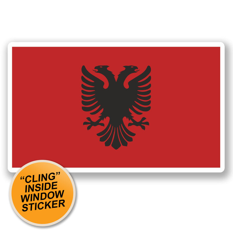 2 x Albania Flag WINDOW CLING STICKER Car Van Campervan Glass