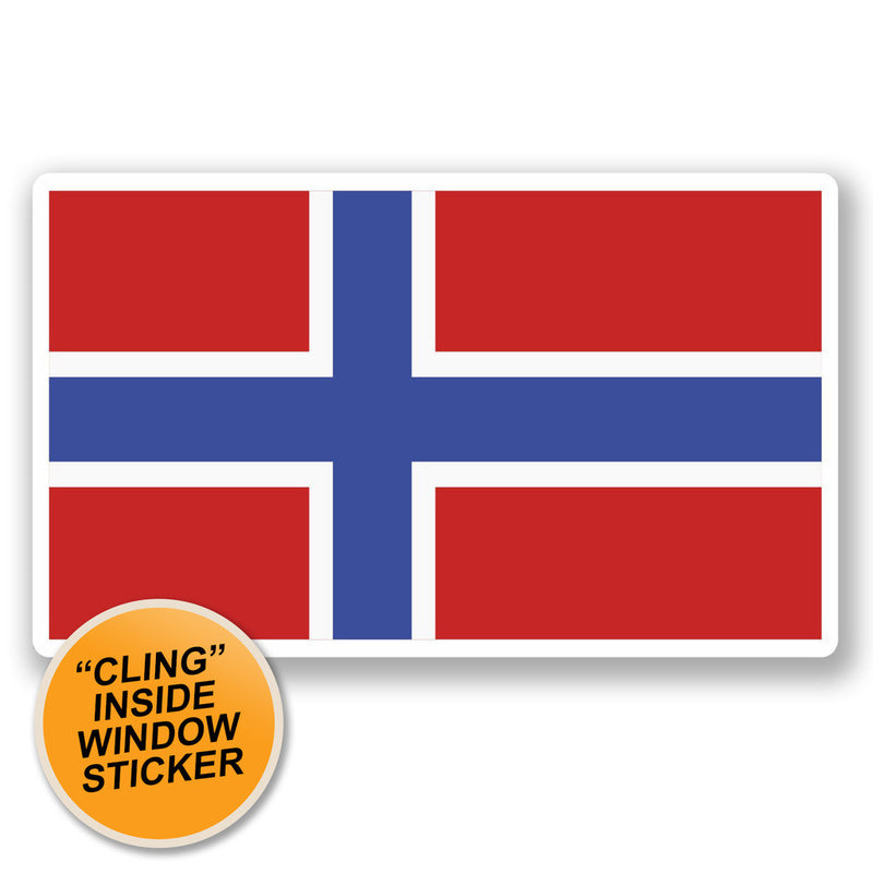 2 x Norway Flag WINDOW CLING STICKER Car Van Campervan Glass