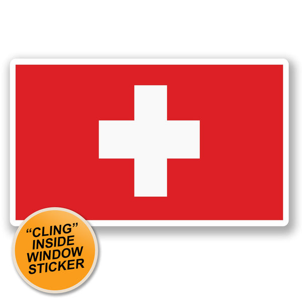2 x Switzerland Flag WINDOW CLING STICKER Car Van Campervan Glass #5288 